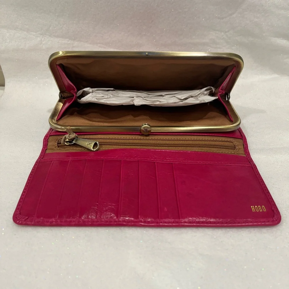 NWT Women’s Hobo International Rachel Embossed Leather Wallet Tranquil Fuchsia - Picture 7 of 7